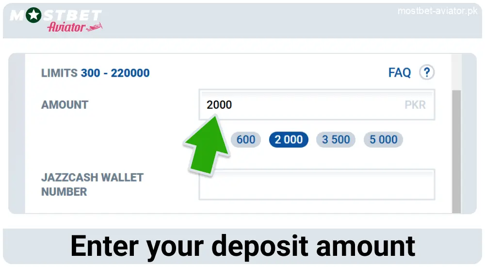 Click the Deposit Button in Mostbet Aviator PK