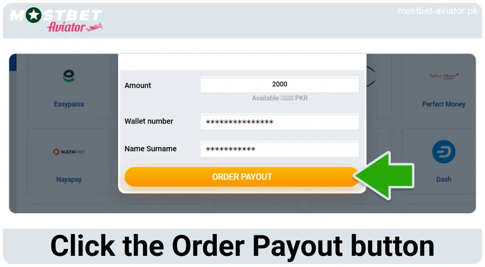 Confirm the Withdrawal in Mostbet Aviator PK
